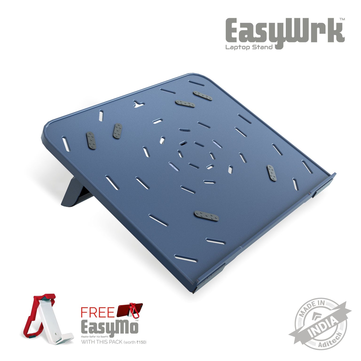 EasyWrk Laptop and Tablet Stand with complimentary Mobile Holder Stand cum Dangler